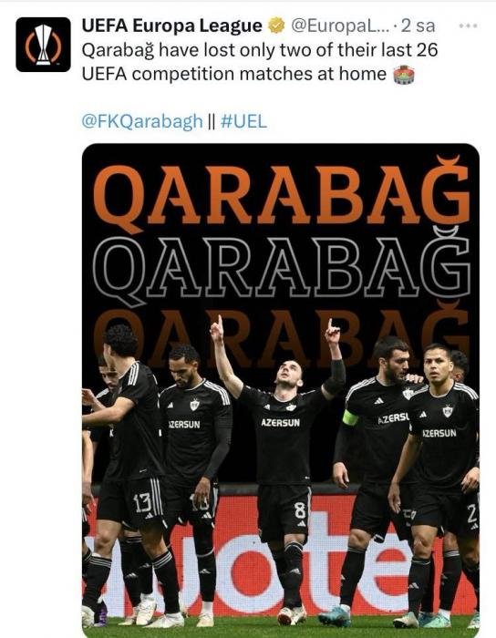 UEFA-dan yeni "Qarabağ" paylaşımı - FOTO