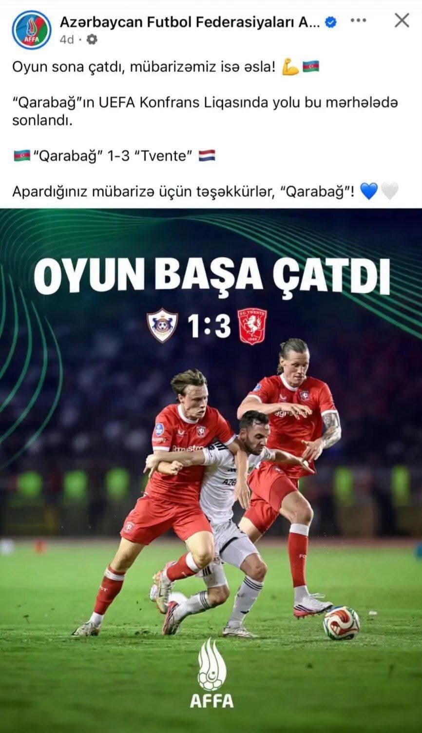 AFFA-nın yanlış paylaşımı və müəmmalı cümləsi – YAZI